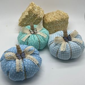 Set of 3 Small Fabric Pumpkins / Fall Decor / Pumpkin Decor / Thanksgiving Decor